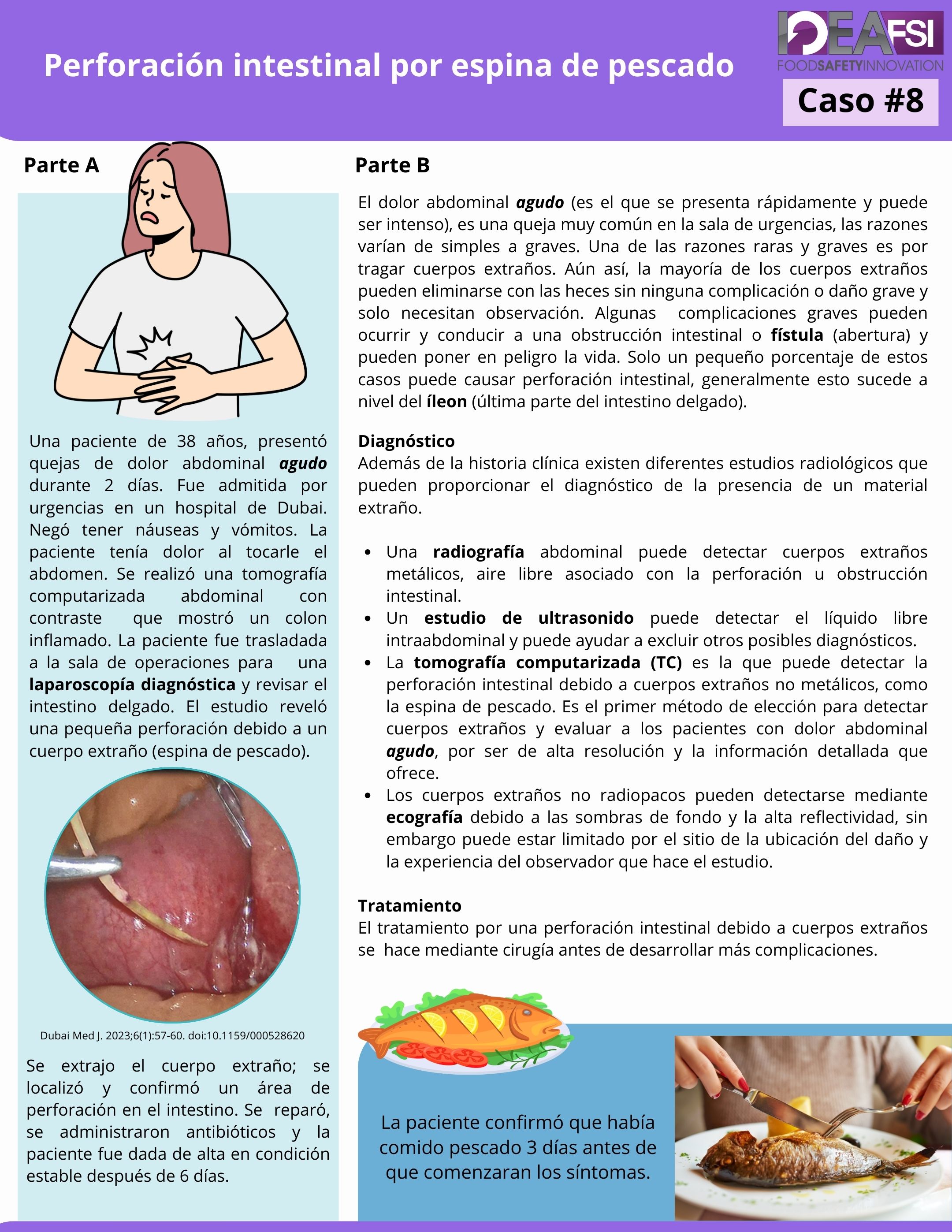 Caso #8 Perforación intestinal por espina de pescado